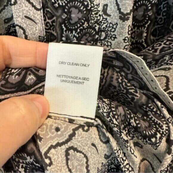 Joie | Women's Black Gray 100% Silk Front Tie Blouse Top Size Small - Picture 6 of 9